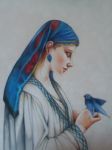 Colored Pencil Lesson - Woman with Parrot  After Frédéric Tschaggeny